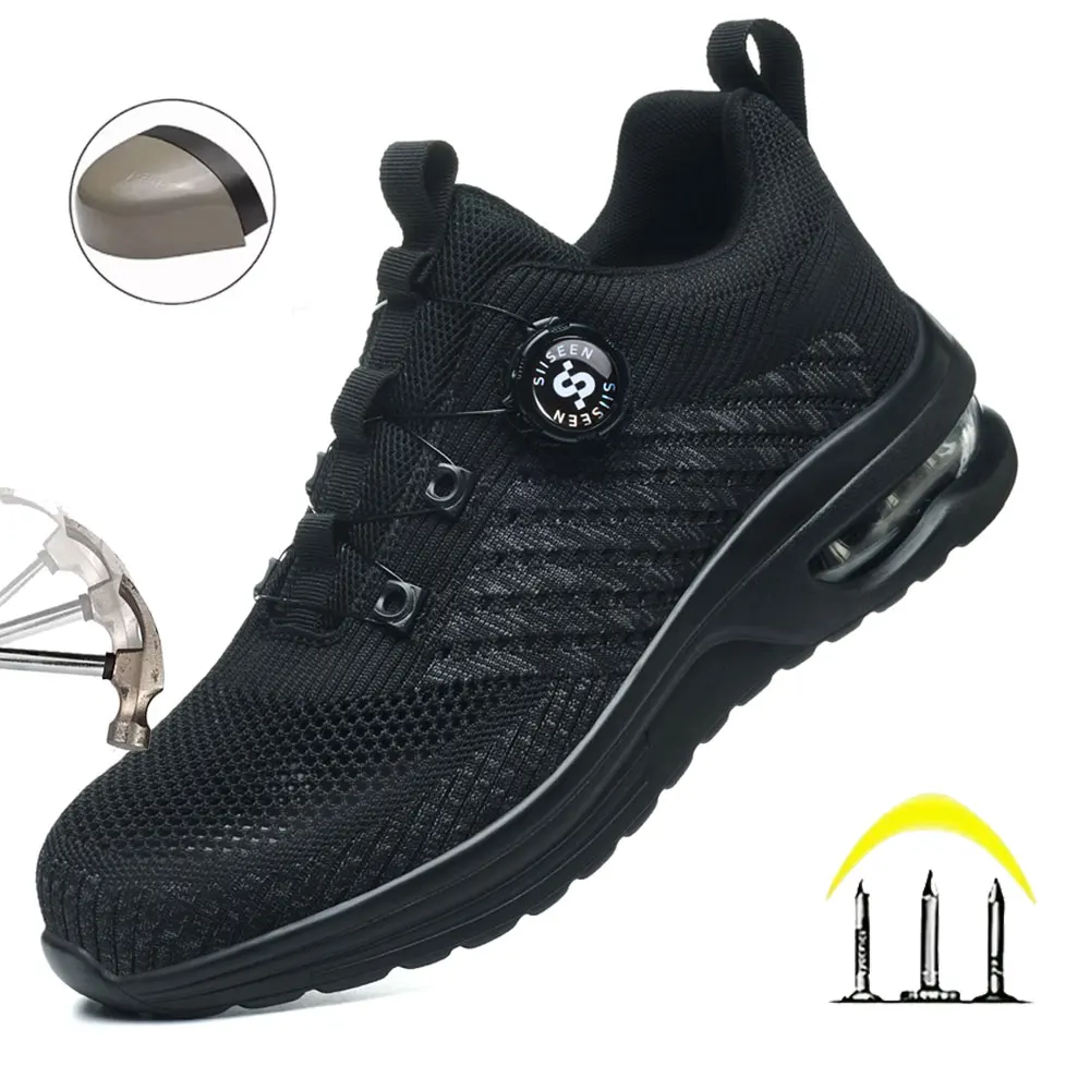 Men's Steel Toe Safety Shoes, Anti-smash & Anti-puncture, Lightweight All-Season Work Shoes