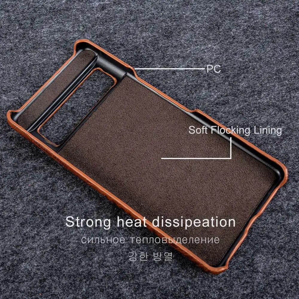 For Google Pixel 7 Pro Case Crocodile Grain Genuine Leather Phone Cover Pixel 10 6Pro 5A capa Protective Etui Back Carcasa Shell