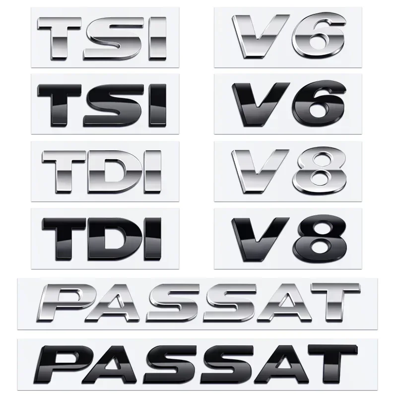 ABS TSI TDI V6 V8 Letters Emblem Decoration Rear Trunk Stickers For Volkswagen Passat B5 B5.5 B6 B7 B8 Car Styling Accessories