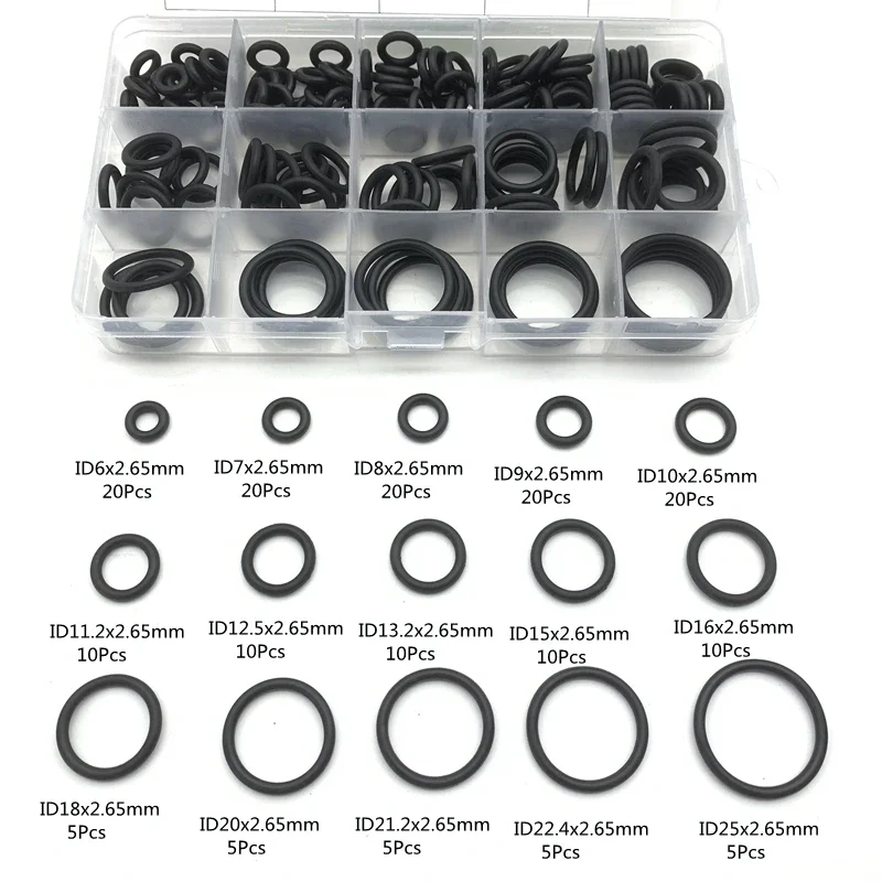 

175Pcs O-ring Rubber Gaskets Seal Ring Set Nitrile Rubber High Pressure O-Rings NBR Sealing Elastic Band O Rubber Rings Set