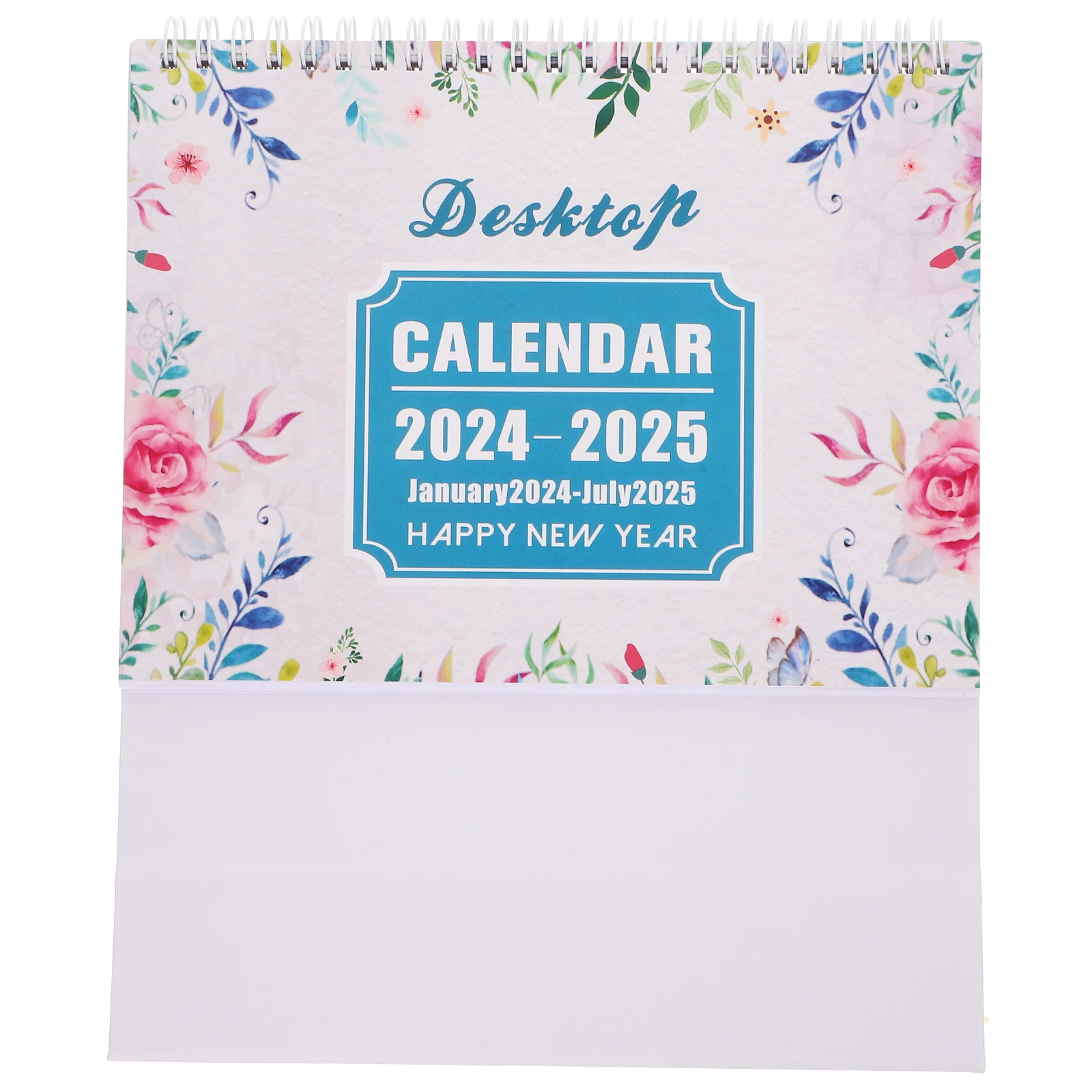 

English Version Calendar 2024-2025 Desk Decoration Decor Standing Flip Thick Paper Metal Binding