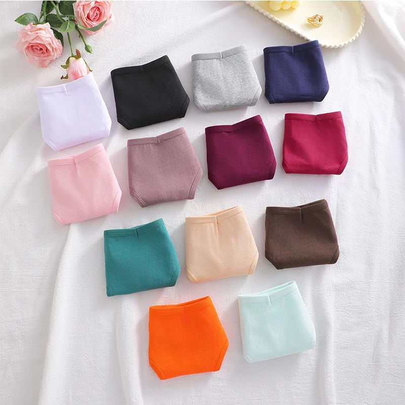 FINETOO 3Pcs/Set Women Cotton Thong Panties Low Rise Soft Breathable Ladies Underwear Multi‑Color Solid Female T‑back Underpants