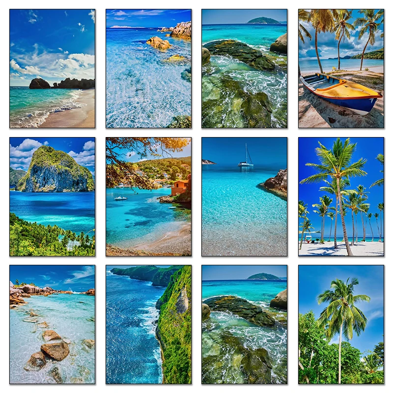 Home Fragrance Ocean Breeze - Oceaangolven Strand Blauwe Zee Poster Canvas