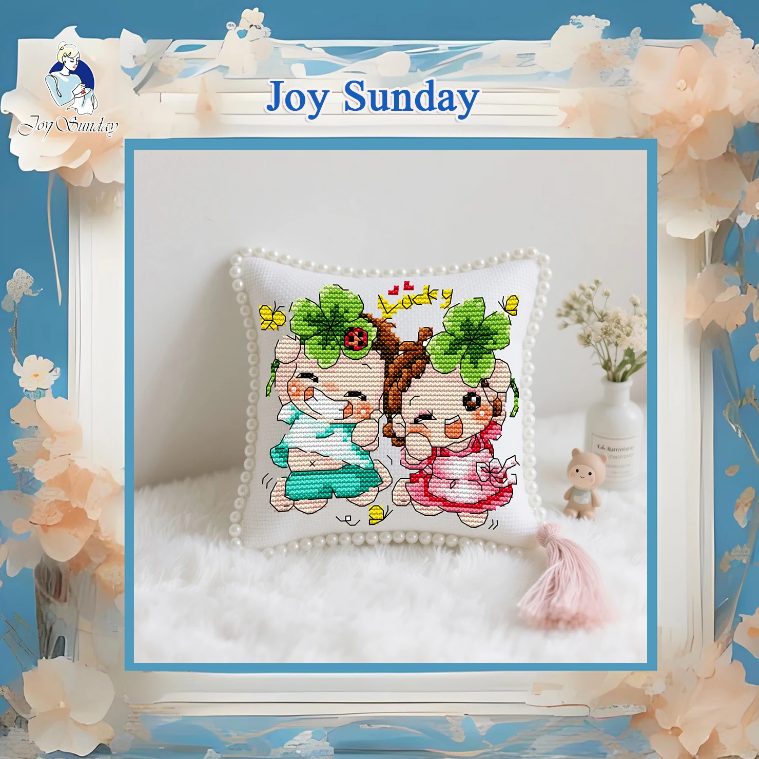 

Joy Sunday Pre-printed Cross Stitch Kit Easy Pattern Aida Stamped Fabric Embroidery Set-Lucky Baby