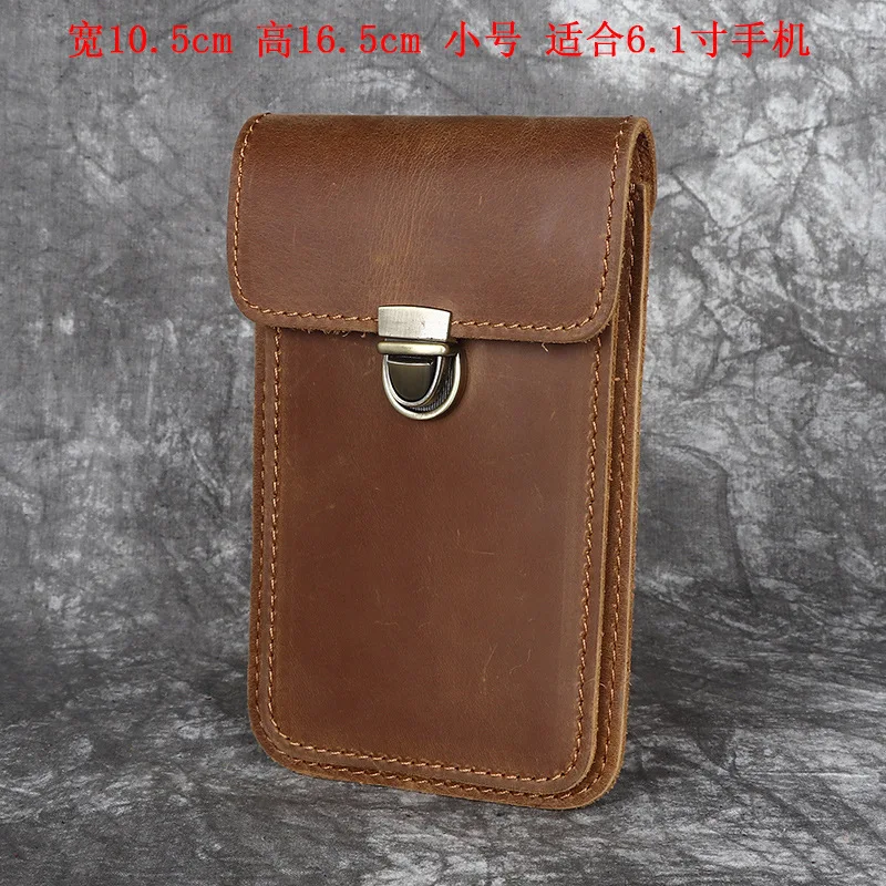 Men's leather wallet, full leather belt, leather phone holder, top-grade cowhide ultra-thin work bag