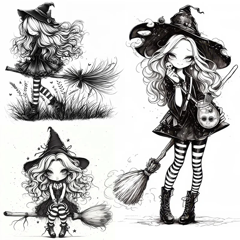 

MT903# Whimsical Black Witch Stickers, Bright Bathroom for Home Decoration, Vinyl Decals, Art Wall Paper, Outdoor Indoor Use