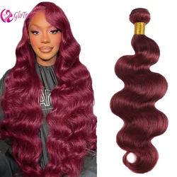Extensiones de cabello humano de 12-26 pulgadas, mechones de color rojo vino, tejido de cabello ondulado, 100% extensiones de cabello humano brasileño, 1 unidad/100g 99J