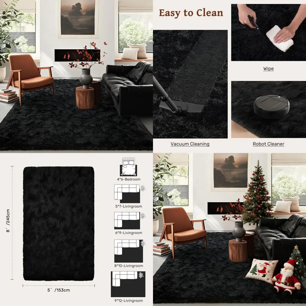 

5x8 Soft Shag Area Rugs for Living Room, Bedroom, Kids' Playroom, and Dorms - Non-Slip, Plush Carpets for Boys