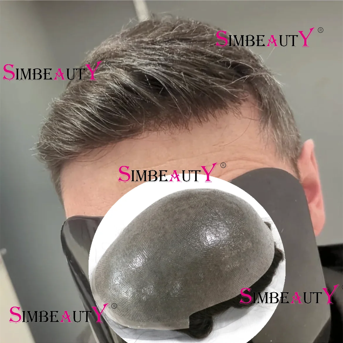 Invisible Capillary Prosthesis Undetectable natural hairline Microskin PU base 0.06mm Mens Toupee Ultra-thin skin 100% human hai