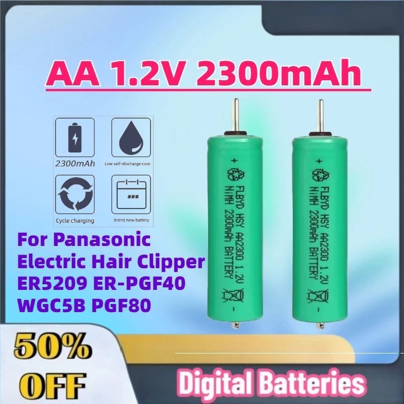 

High-Quality AA 1.2V 2300mAh Ni-MH Replacement Battery for Panasonic Electric Hair Clipper ER5209 ER-PGF40 WGC5B PGF80