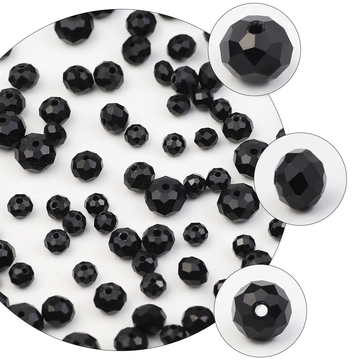 Austrian Crystal Black Faceted Flat Round  2-10mm Loose Spacer Beads For Jewelry Making DIY Charms Necklace Bracelet Accessories