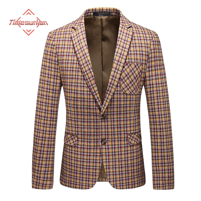 

Костюмы для мужчин, клетчатый пиджак, смокинги, пальто, шерстяной твидовый однобортный пиджак для мужчин, деловой пиджак для свадьбы, выпускного вечера
