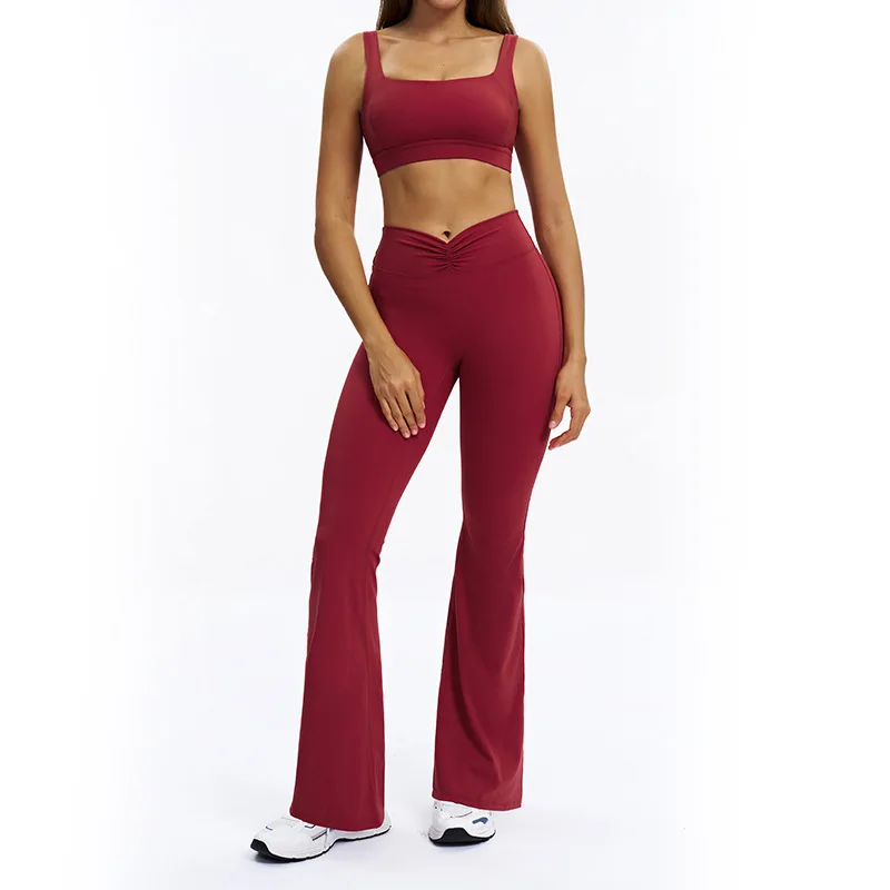 Schwarzer, gebürsteter Outdoor-Sportanzug für den Winter, blauer, eng anliegender, rückenformender Yoga-Anzug für Damen, hüft- und taillierte rote Fitness