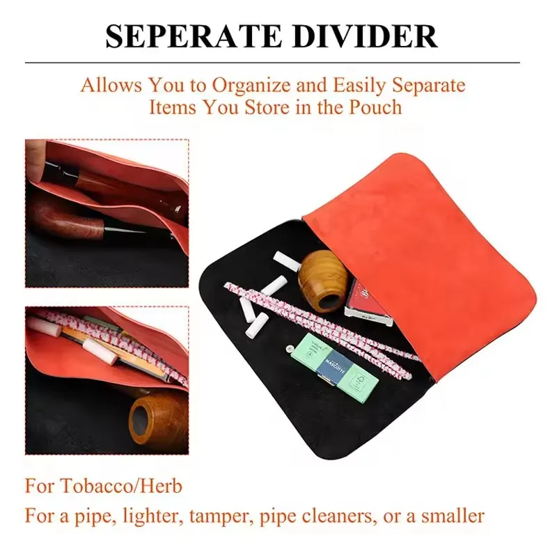 

Premium Genuine Leather Tobacco Pipe Pouch Bag Durable Smoking Pipe Carrying Case Herb Tobacco Pipe Storage Bag