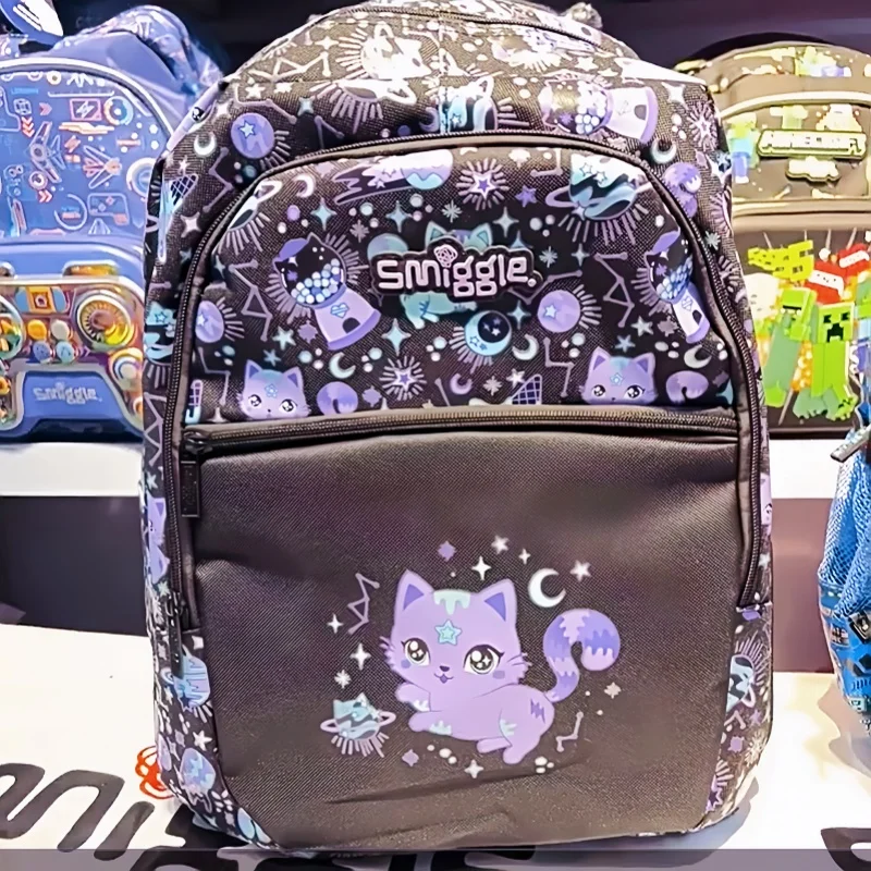

2025 New Australian Smiggle Student Backpack Purple Planet Cute Cat Cartoon Backpack Student Meal Bag Learning Stationery Gifts