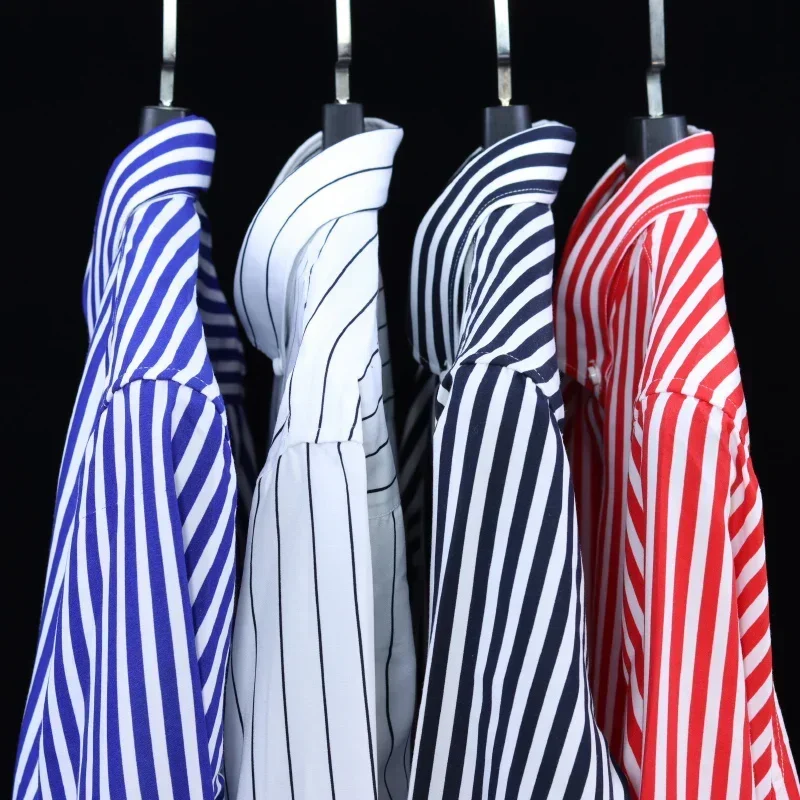 Men\'s Clothing Plain Shirts Striped Shirt Long Sleeve Shirt Man Korean Popular Clothes Mens Male Luxury Elegant FASHION