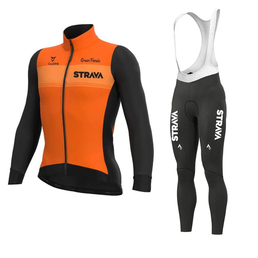 2024 STRAVA Men\'s Cycling Jersey Sets Sports Clothing Bike Man Maillot Cycling Man Long Sleeve Bicycles Mountain Bikes Bib Mtb