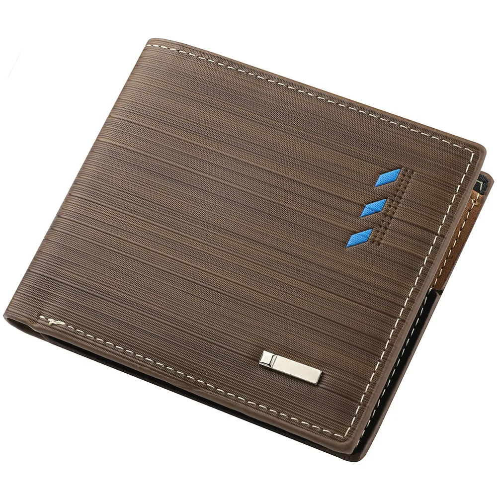 Business Men's Short Wallet Microfiber Synthetic Leather Short Wallets Men Stripe Male Purse Coin Pouch Multi-functional Cards