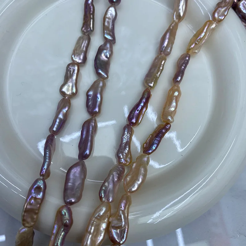 7-8mm5A المياه العذبة الطبيعية الباروك البيضاوي اللؤلؤ الأرجواني الوردي DIY بها بنفسك النساء قلادة أساور صنع المجوهرات اكسسوارات عيد الميلاد #2