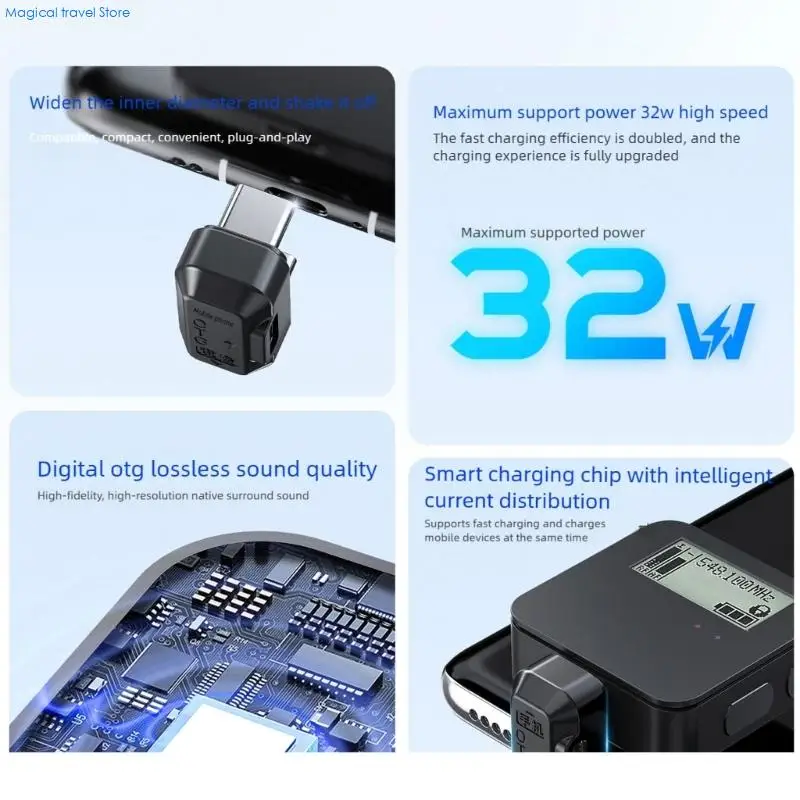 N2UB USB C OTG محول نوع C U على شكل فاصل لجهاز استقبال MIC توصيل مزامنة البيانات 480 ميجا بت في الثانية والتوافق الواسع