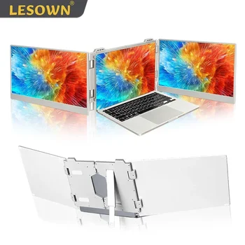 LESOWN 15.6 인치 듀얼 스크린 1920x1080 FHD LCD IPS 와이드 스크린 확장 접이식 모니터 USB-C 노트북용 경량 디스플레이 
