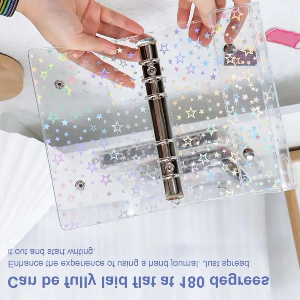 Colorful Laser Star A6 Loose Leaf Binder Pvc Journal Book Journal Notebook Shell Outside Cover Loose Leaf Binder Sketchbook