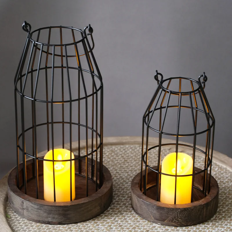 31-24cm Metal Rustic Farmhouse Indoor Lanterns Decors, Vintage Indoor Decorative Candle Lanterns for Home Decor Living Room Gift