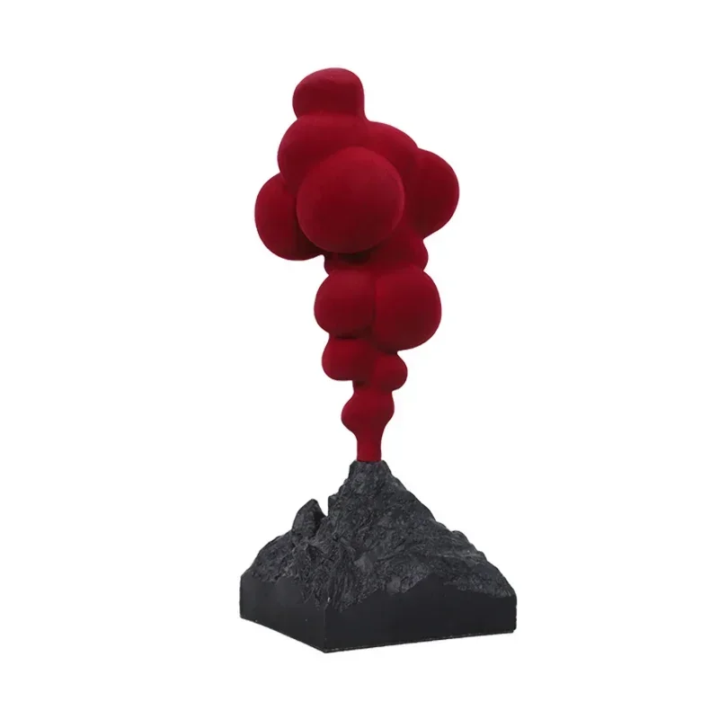 Creative Resin Flocking Red Black Volcanic Eruption Desktop Decoration Living Room Decoration Abstract Crafts Home Decoration