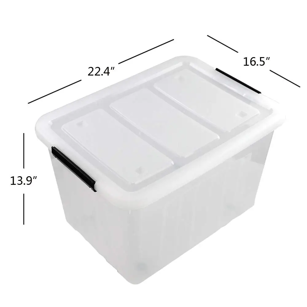 10 Liter Clear Plastic Storage Box, 6 Pack Latch Bins With Lid And Handle, Transparent Organizer For Home, Office, Bathroom, Kitchen, Clear