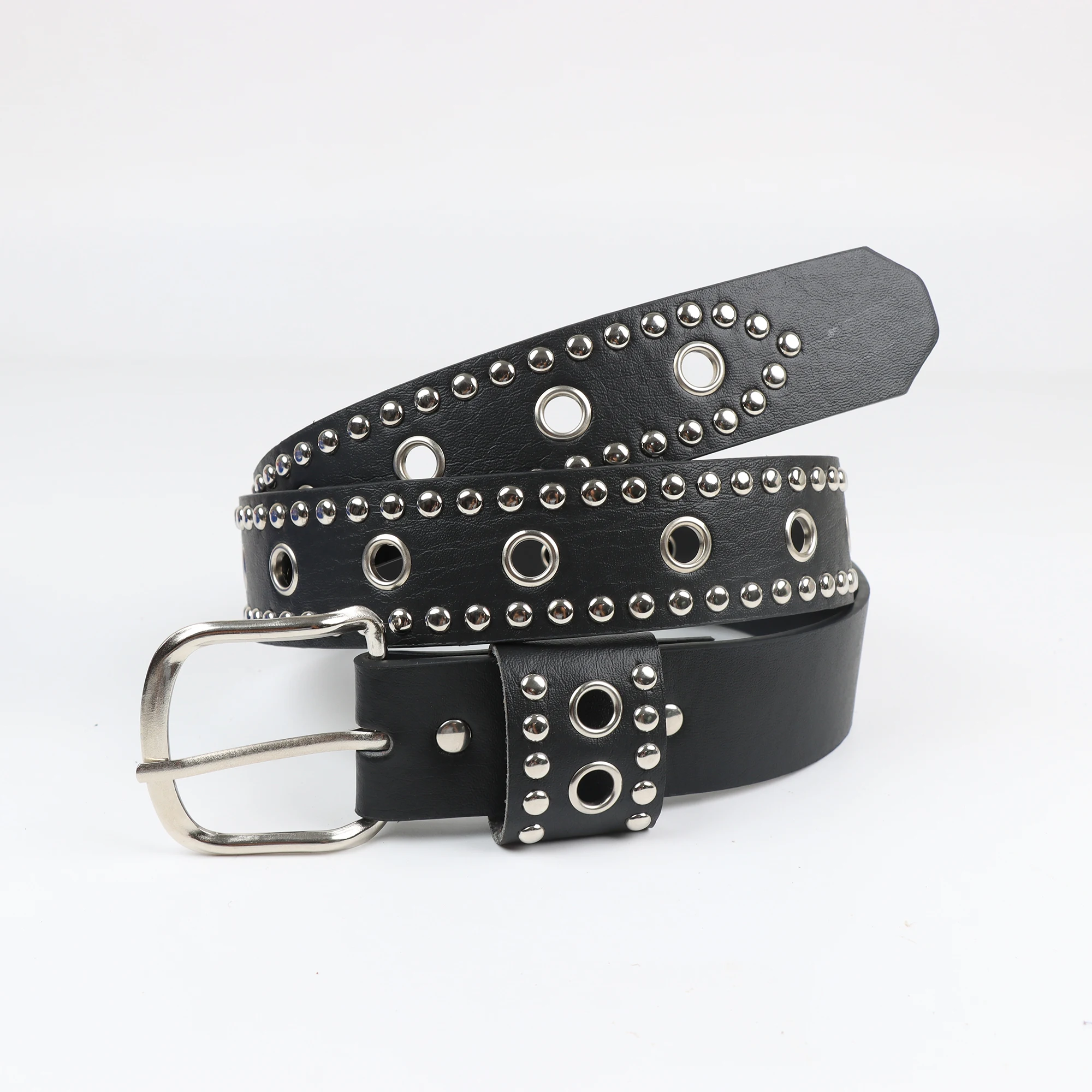 Fashion Goth Punk Buckle Studded Belt Girls Trend Jeans PU Leather Waist Belt Metal Retro Rivet Studded Unisex Punk Biker Belt