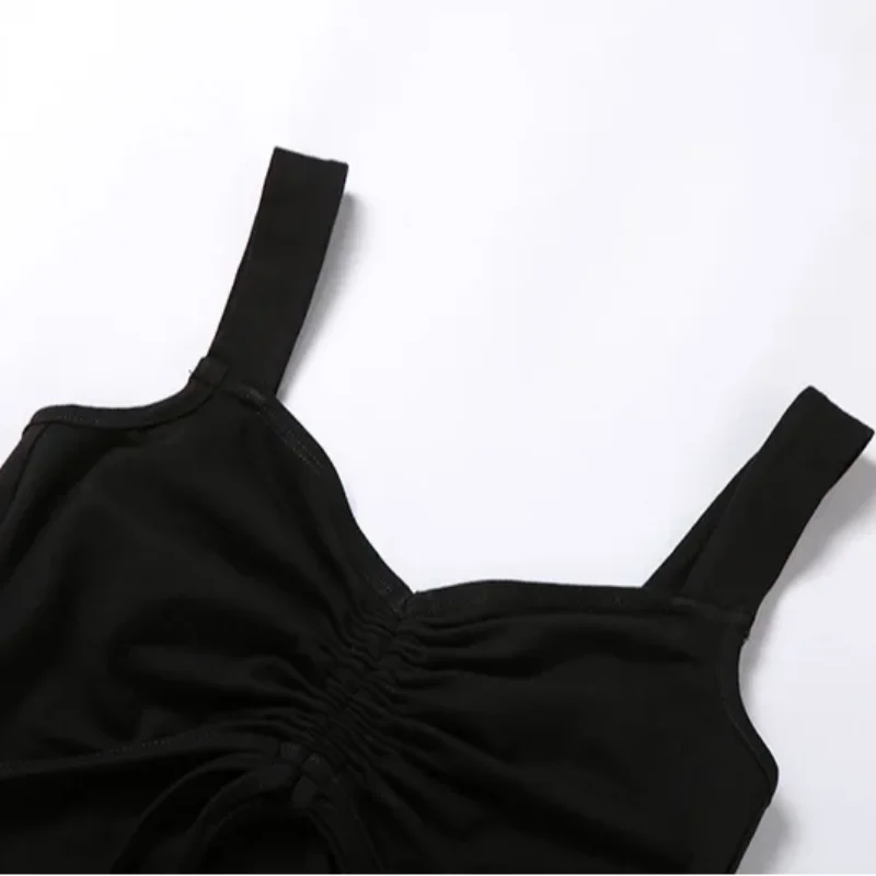 2025 cor sólida oco suspender sexy baixo corte alça com cordão com cintura exposta para emagrecimento e quadril abraçando saia curta