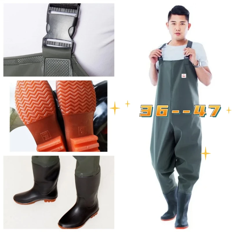 Rainwater Pants Work Clothes One Piece Waterproof Pants Men's and Women's Fishing Half Body Wading Fork Clothing Fishing Pants