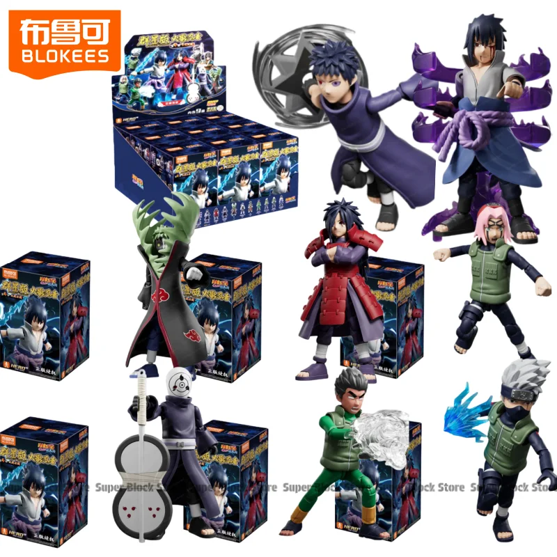 BLOKEES Boneco de Montar NARUTO Edição Muitas Estrelas 4ª Edição Uchiha Sasuke Modelo de Montagem Figura de Anime Brinquedo Articulado de Encaixe