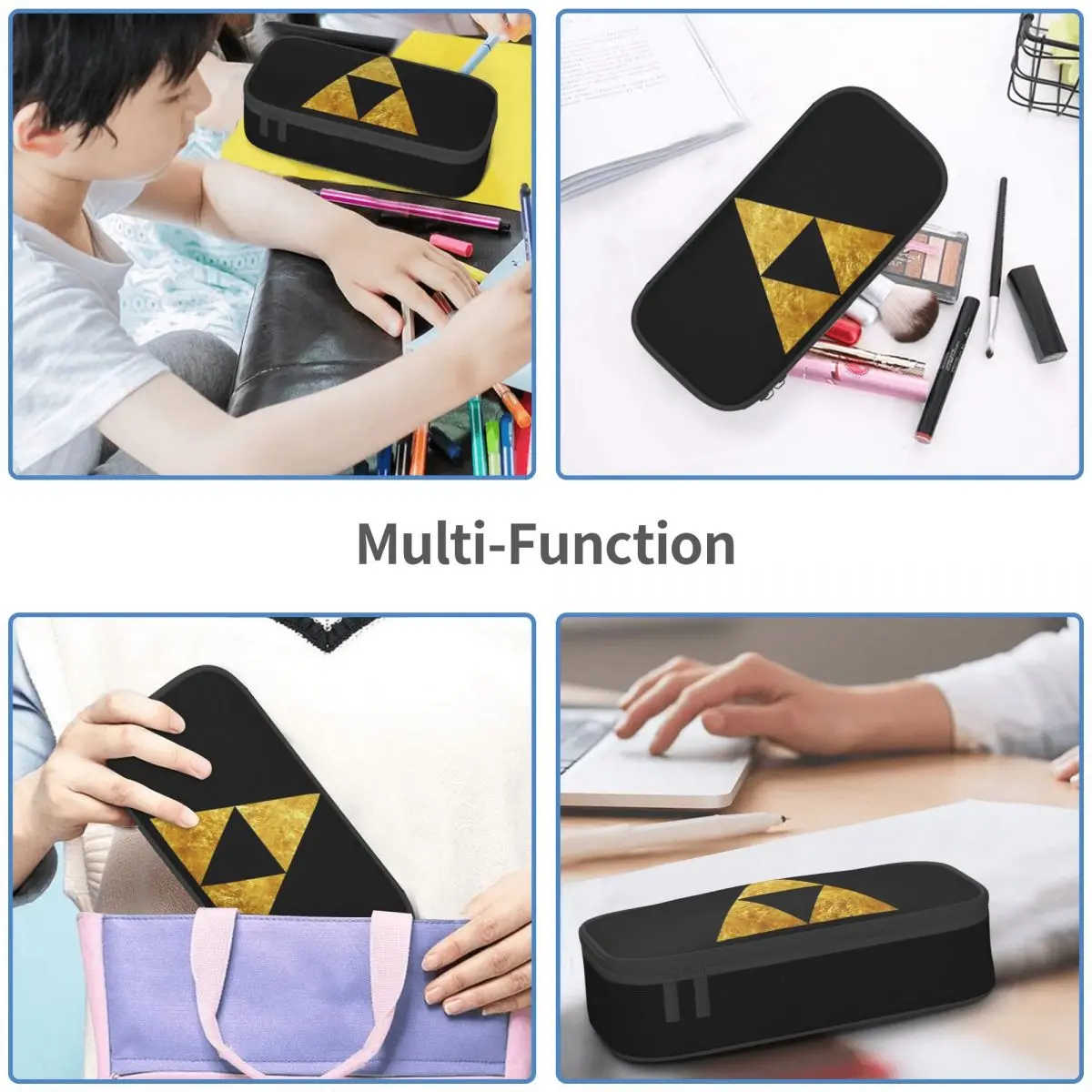 Gold Triforce Symbol Zelda Pencil Cases Large Storage Pen Bags Pen Box Pencil Pouch For Boys Girls Students Stationery School