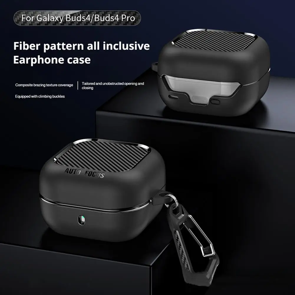 For Samsung Galaxy Buds 4 4 Pro Case Carbon Fiber TPU Protective Cover Shockproof Headphone Case With Keychain Accessories image 5