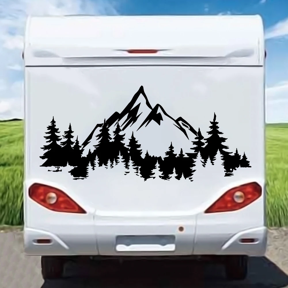 

Large Mountain and Trees Forest Camper Rv Car Sticker Travel Adventure Explore Motorhome Caravan Van Truck Decal Vinyl Decor