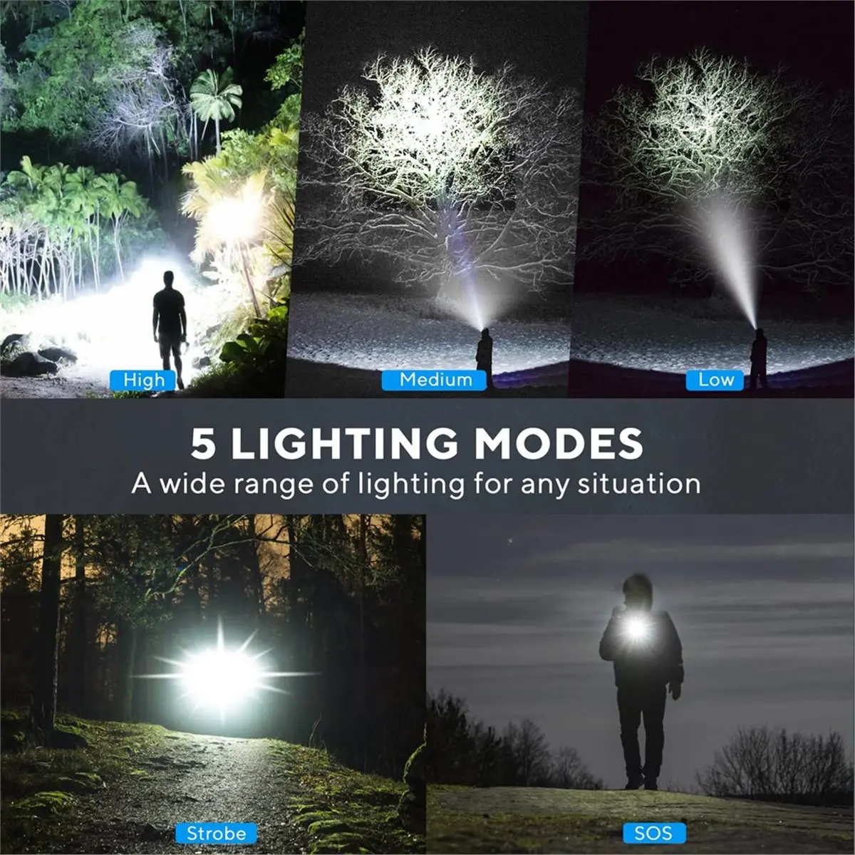 (AIMA) 4 Pack Rechargeable Flashlights High Lumens, Super Bright LED Flashlight Set 5 Modes Adjustable for Emergency Camping