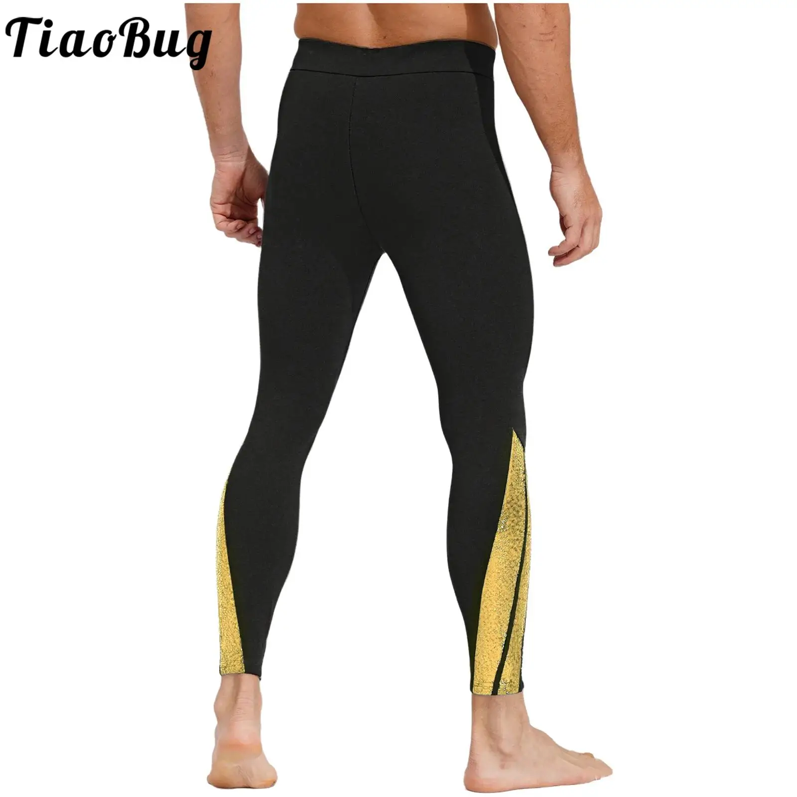 

Mens Figure Skating Pants Leggings Ice Skating Rhythmic Gymnastic Dance Bottoms Elastic Buckled Straps Stirrup Pants Activewear