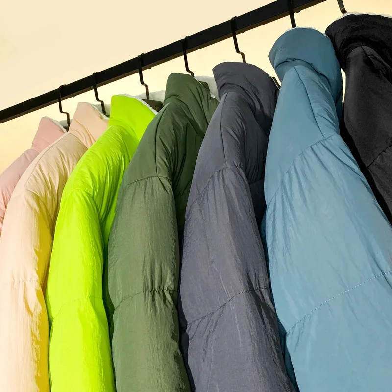 

Men's lambskin winter solid-color cotton padded jacket with thickened down and warm down fashionable cotton padded coat