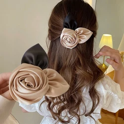 New Ribbon Bow Hairpin for Women Girls Camellia Hairclip Retro Headdress Bow Hairgrips Back Head Party Vintage Hair Accessories