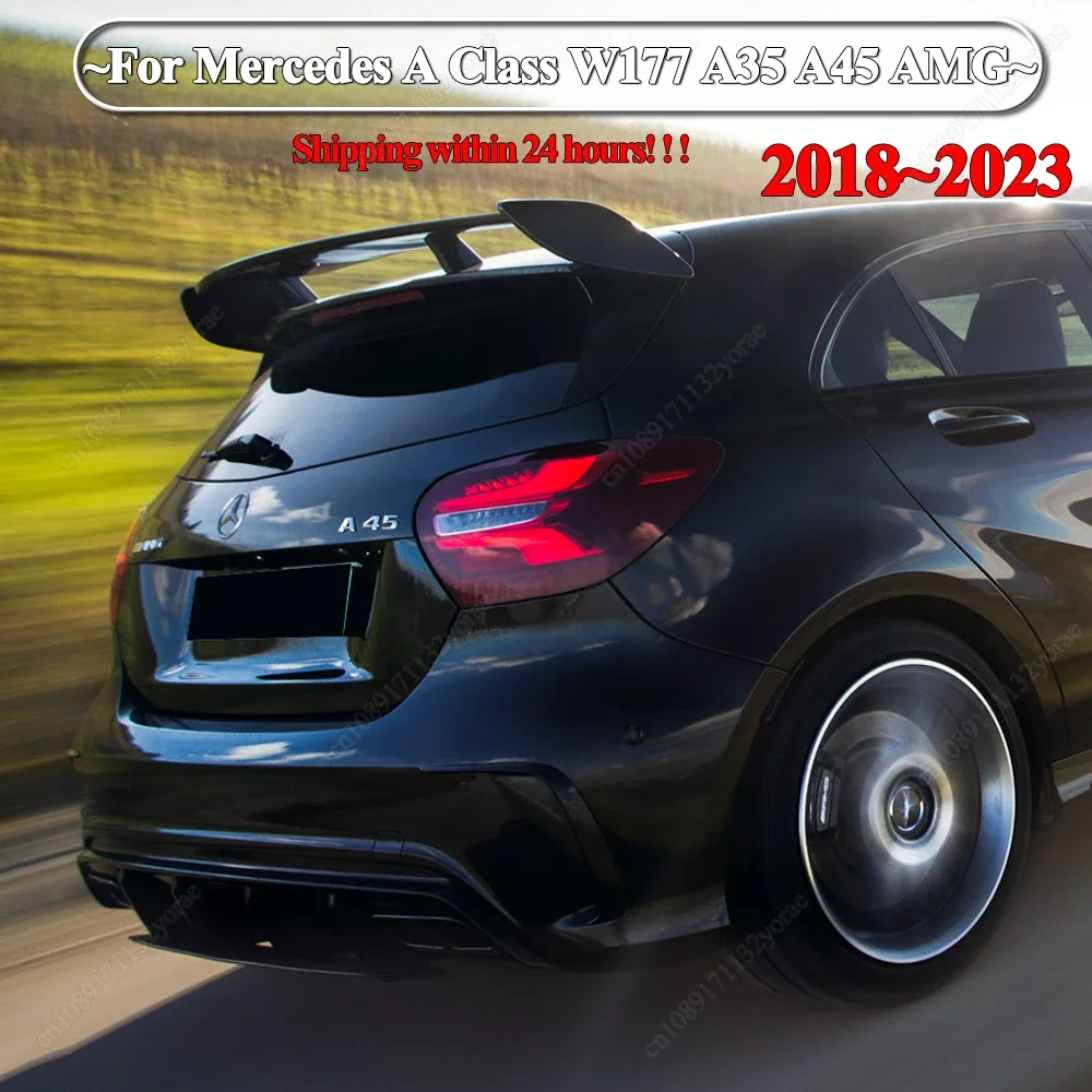 

Maxton Style Rear Bumper Lip Diffuser Spoiler Shark Fin Body Kits For Mercedes Benz A Class W177 A35 A45 AMG Hatchback 2018-2023