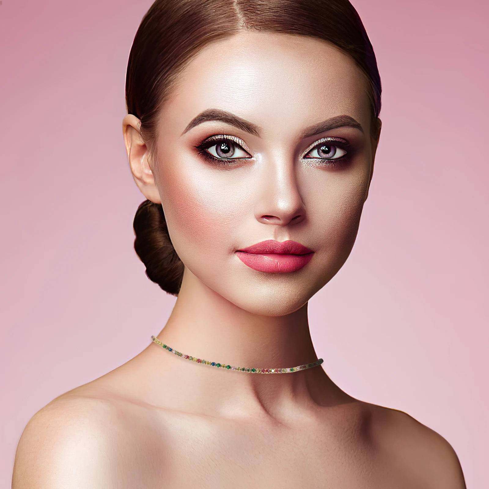 

Lightweight Zircon Stones Tennis Necklace Elegant Crystal Necklace Party Jewelry for Women Rhinestone Chain Diamond Chain