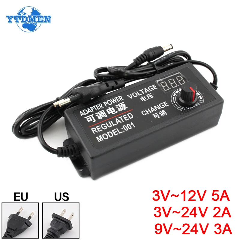 

AC100-240V DC 3V 5V 6V 9V 12V 15V 18V 24V Adjustable Power Adapter 1A 2A 3A 5A Universal Power Supply Charger For CCTV LED Lamp