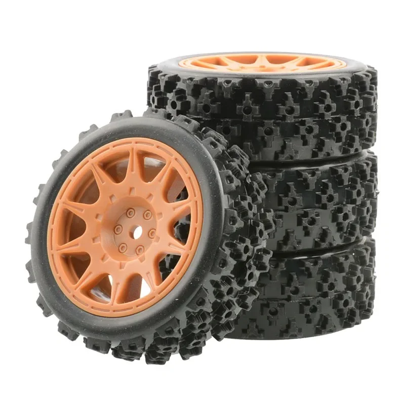 

4Pcs 70mm 1/10 RC Off-Road Car Rubber Tires Wheel Tyres Front For WLtoys 144001 144002 MJX 16207 16208 MN128 86s G500 WPL C24-1