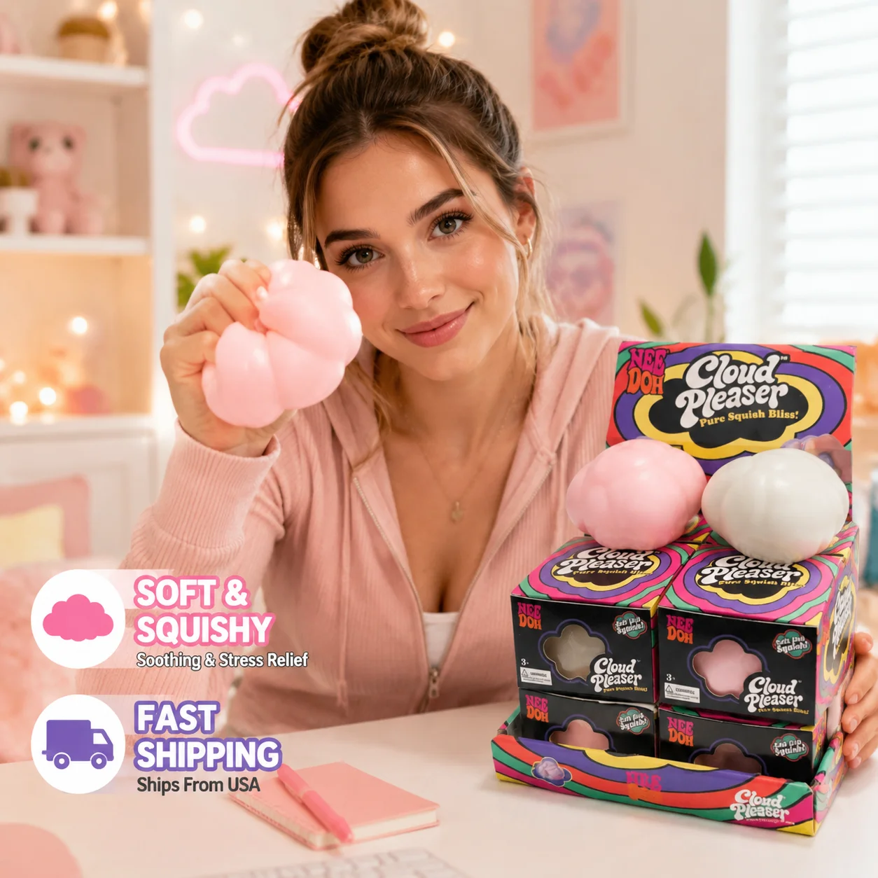 Viral Cloud Squishy Slow Rising Stress Relief Ball Needoh Creative Anti Stress Street Toy Hot Selling Cross Border Gift for Kids