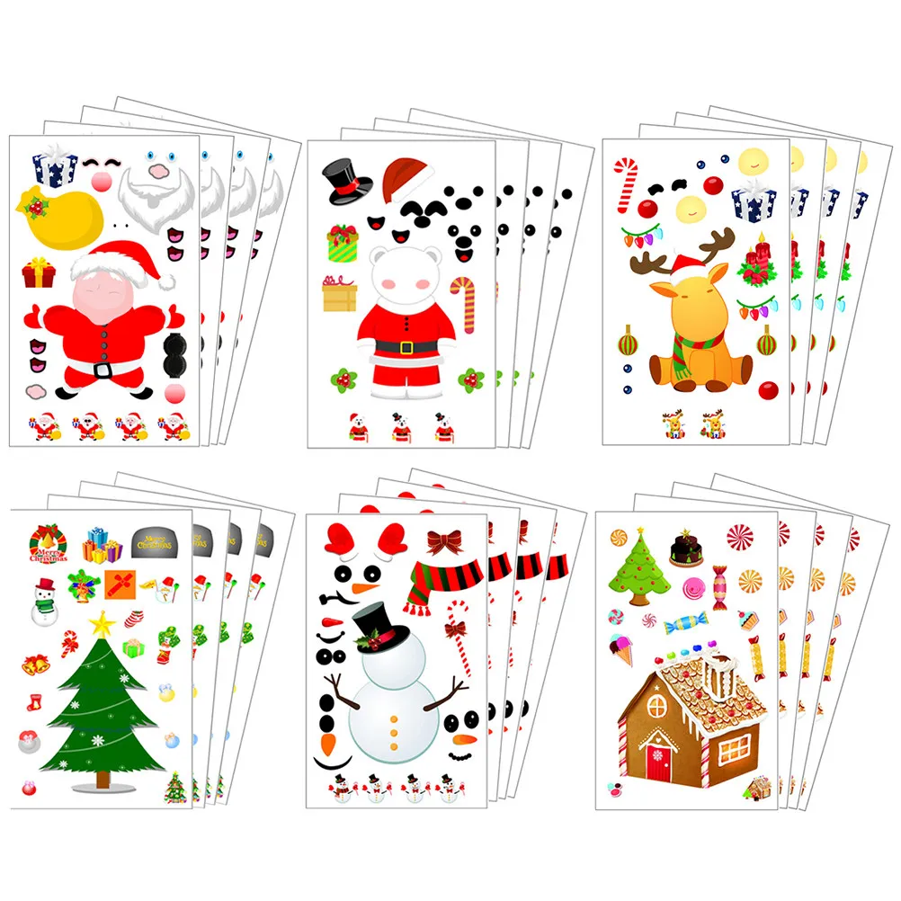 

24Pcs Christmas Face Stickers Paper Material Cute DIY Scrapbook Planner Diary Decoration Popular Cartoon Design for Kids Crafts