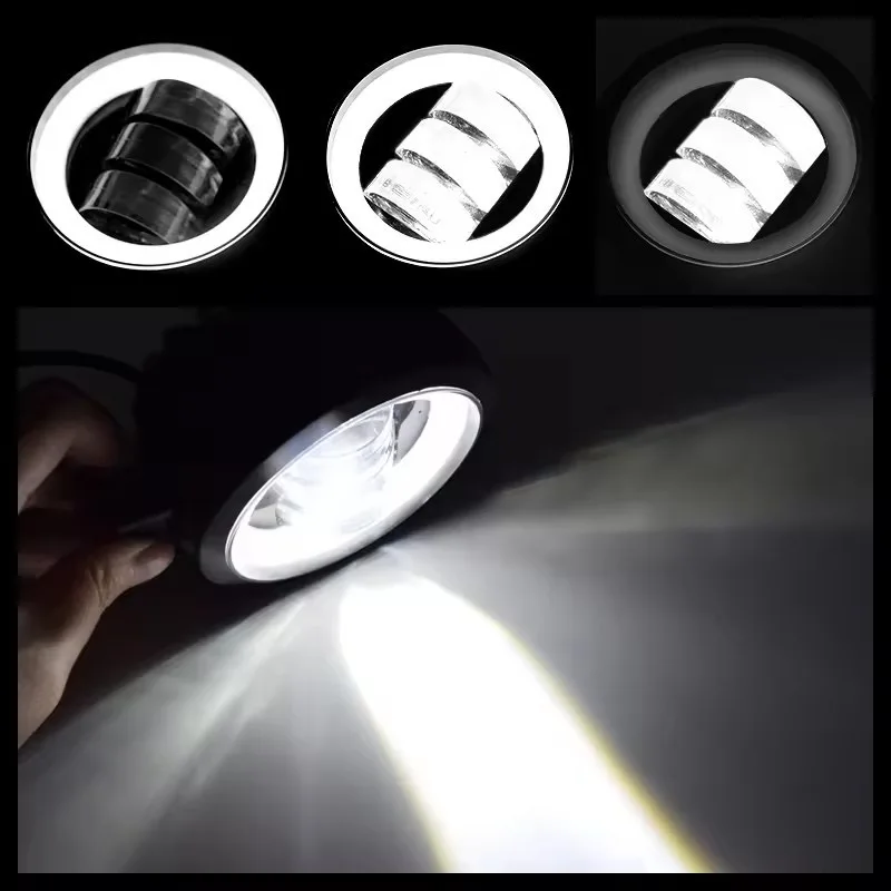 Motorcycle LED Square 3 Lights 20W Work Light Auxiliary Light Circular Modification Headlight Engineering Spotlight