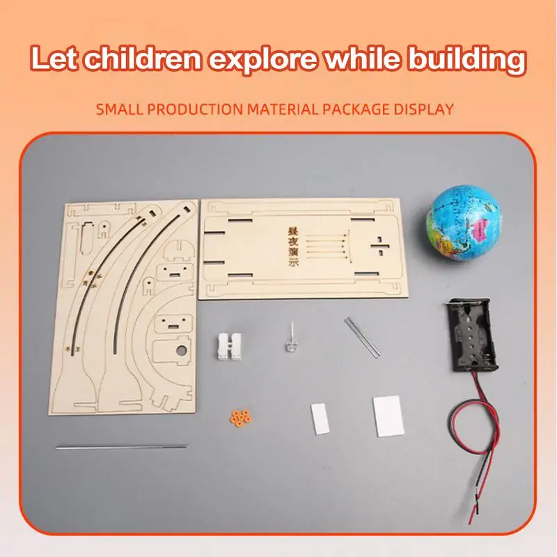 Conjunto de modelo de satélite de madeira, artesanato manual, projeto de montagem, kits de brinquedos para crianças, brinquedos educativos científicos
