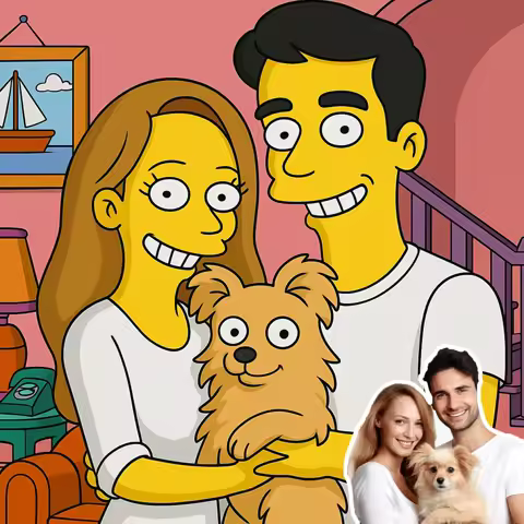 Personalized Custom Your Simpsons Family Portrait Cartoon Drawing from Couples Famliy Photo For Home Decor Unique Gift Idea