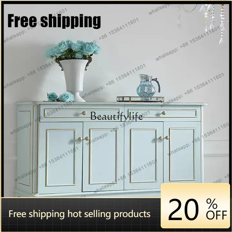LX French Palace Light Luxury Solid Wood Dining Side Cabinet, Locker, Simple Living Room Decorative Cabinet